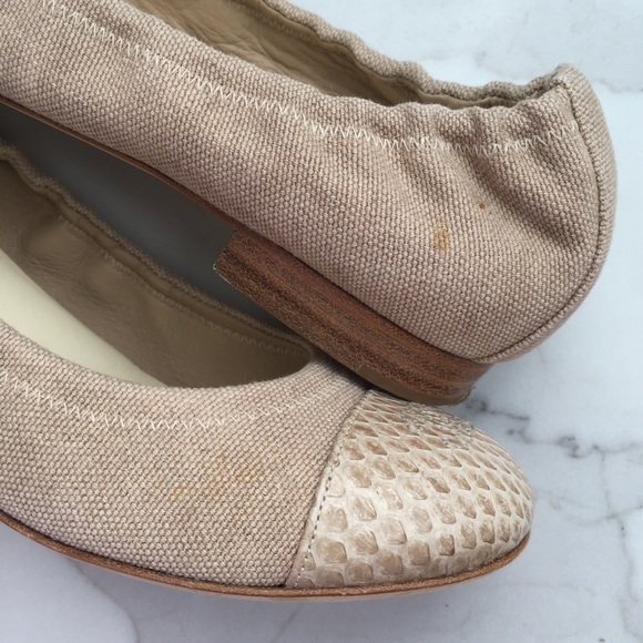 Chanel linen canvas snake captoe ballerina flats - Picture 4 of 8